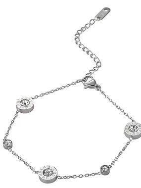 Sterling Silver Crystal Disc Chain Bracelet - Elegant Women’s Jewelry